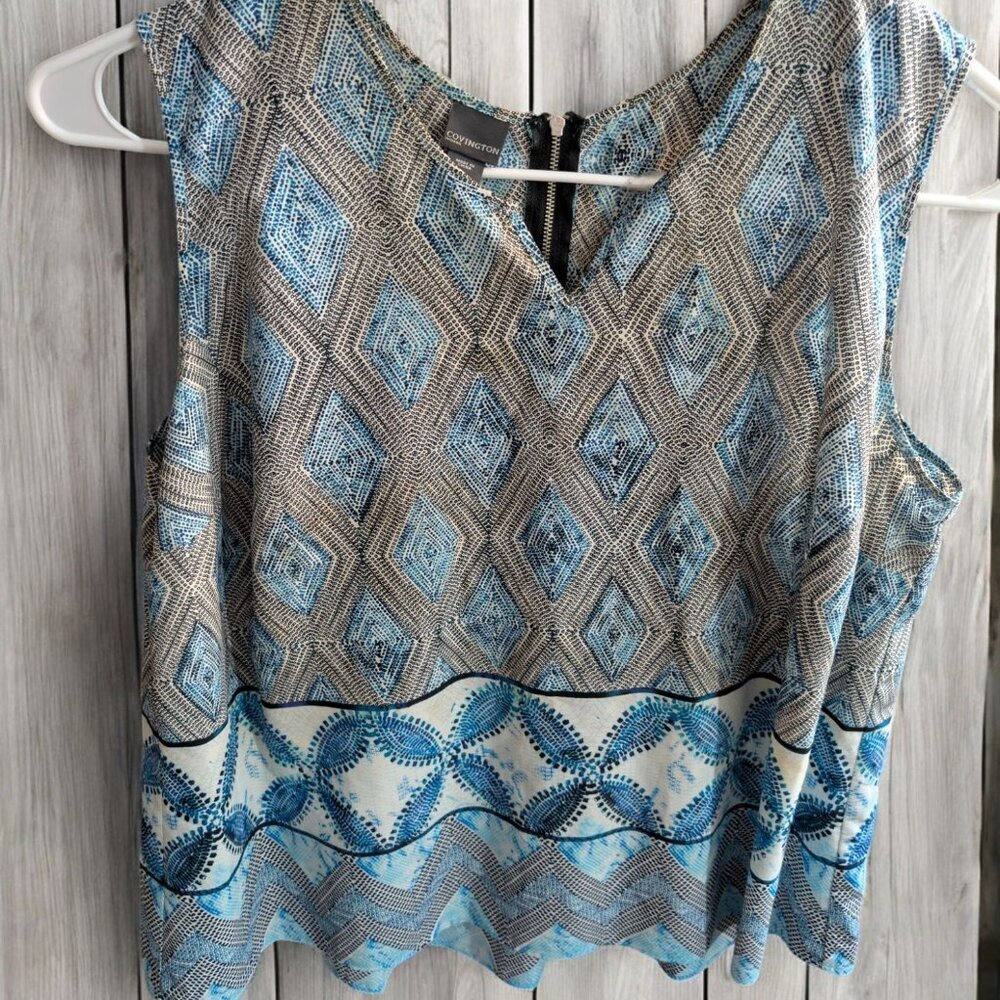 Covington Woman Top PLus Size 3X‎ Sleeveless Shirt Blouse Cami Camisole Zip Back